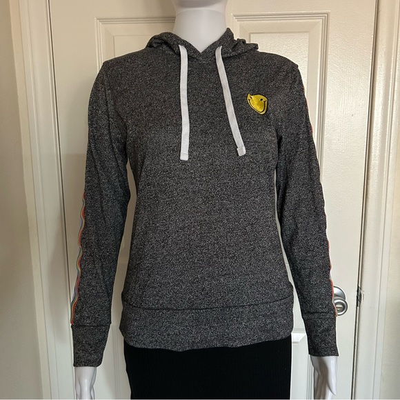 Joe Boxer Heather Grey/Black Pullover Hoodie with smiley face long Sleeves - S - Picture 6 of 10